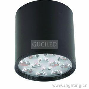 LED大功率明装天花灯 12W 铝合金灯体 表面黑色氧化