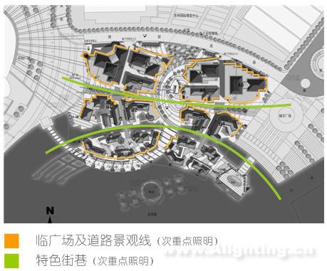 作为月光码头通向周围景观的四肢,结合欧式建筑特点加以次重点照明!