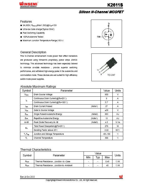 下面是2sk2611产品参数图,如下