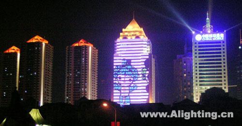 奥运亮化工程闪耀青岛夜空(组图)