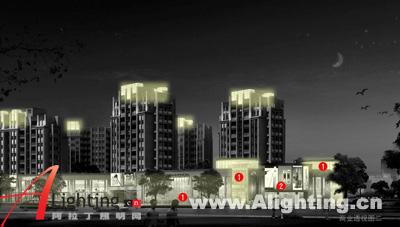 宁波石碶街布利杰地块住宅小区夜景照明