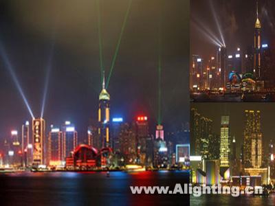 香港维多利亚港夜景照明工程