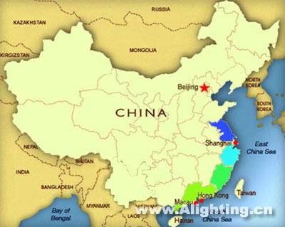 中国照明产业分布图