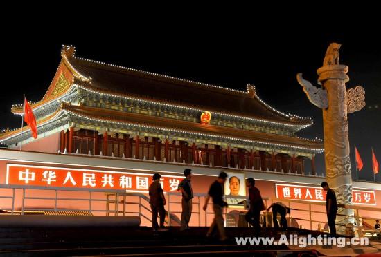 北京为国庆新建夜景照明景观试亮灯(组图)