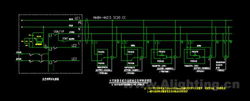 火災報警系統自動接通應急照明原理圖